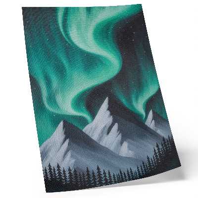 Impressão em tela A aurora boreal sobre as montanhas em uma noite mágica.