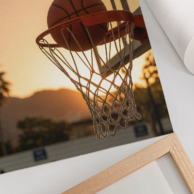 Impressão em tela Bola de basquete energética ao pôr do sol
