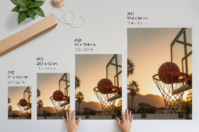 Impressão em tela Bola de basquete energética ao pôr do sol