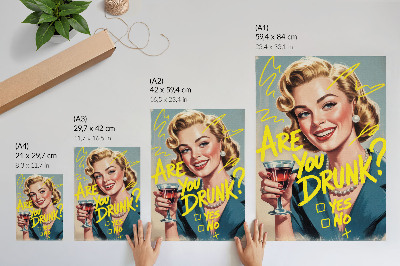 Arte de parede Mulher em estilo retrô, quadrinhos, texto em cores dinâmicas