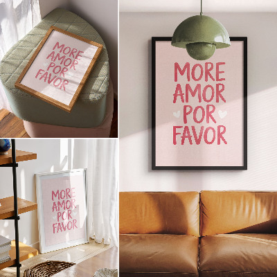 Poster para cozinha Texto alegre com letras de coração vermelho