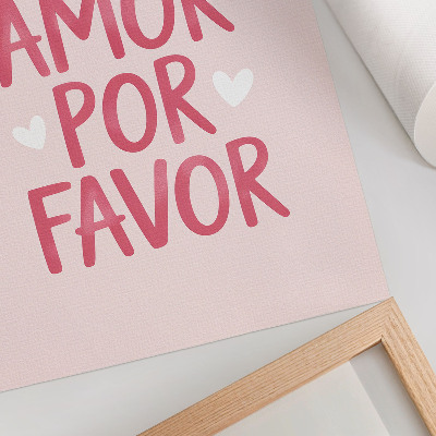 Poster para cozinha Texto alegre com letras de coração vermelho