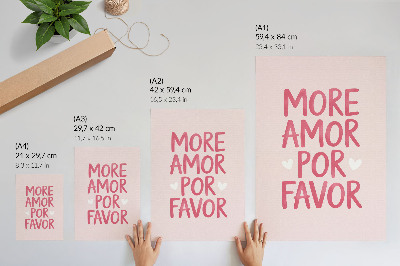 Poster para cozinha Texto alegre com letras de coração vermelho