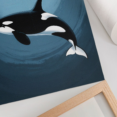 Poster para cozinha Orca subaquática, figura em um barco, lua ao fundo.