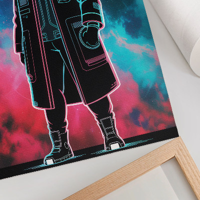 Poster decorativo Uma figura futurista contra o céu em cores vibrantes.