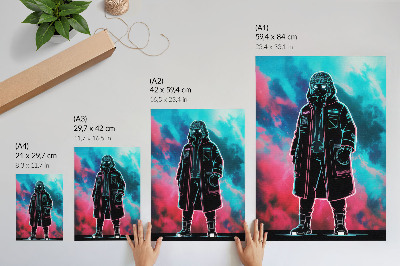Poster decorativo Uma figura futurista contra o céu em cores vibrantes.