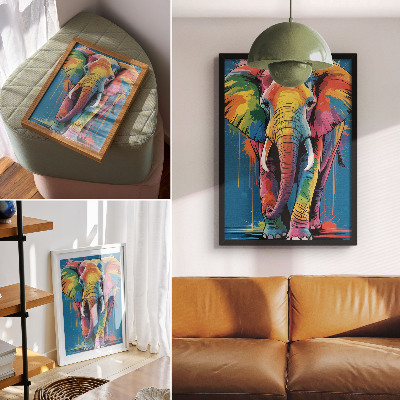 Poster para cozinha Elefante colorido, cores contrastantes, cores intensas