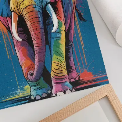 Poster para cozinha elefante colorido com cores intensas e contrastantes