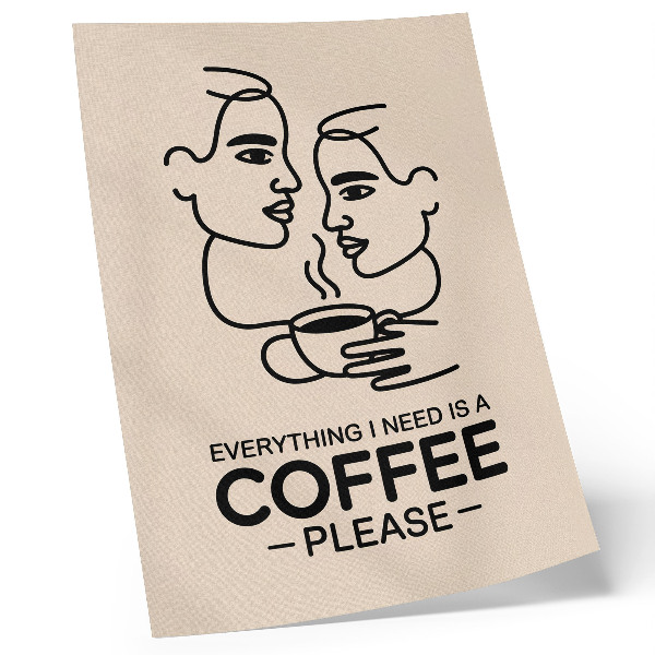 Impressão em tela Contornos faciais minimalistas e xícara de café