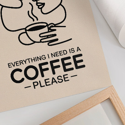 Impressão em tela Contornos faciais minimalistas e xícara de café