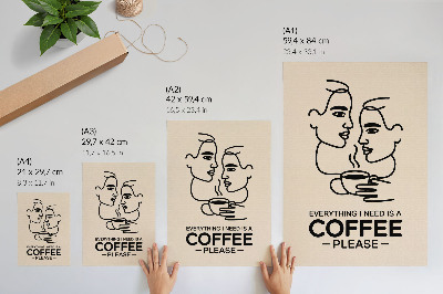 Impressão em tela Contornos faciais minimalistas e xícara de café