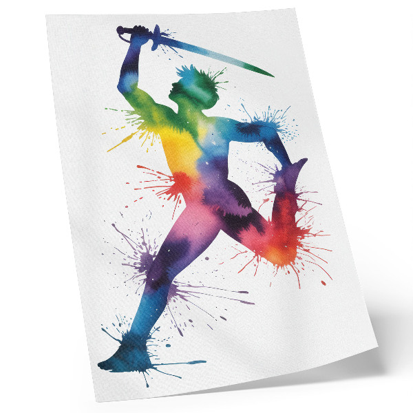 Poster para cozinha Uma figura em cores vivas com uma espada.