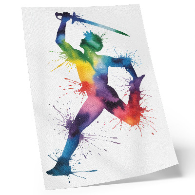 Poster para cozinha Uma figura em cores vivas com uma espada.