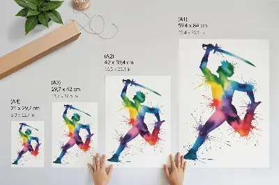 Poster para cozinha ilustração com uma espada em cores vivas