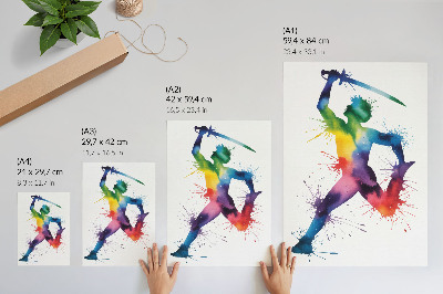 Poster para cozinha Uma figura em cores vivas com uma espada.