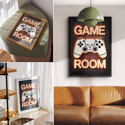 Poster decorativo Controlador de letreiro de néon em fundo preto