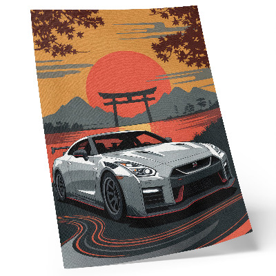 Arte de parede Um carro em uma paisagem japonesa harmoniosa.