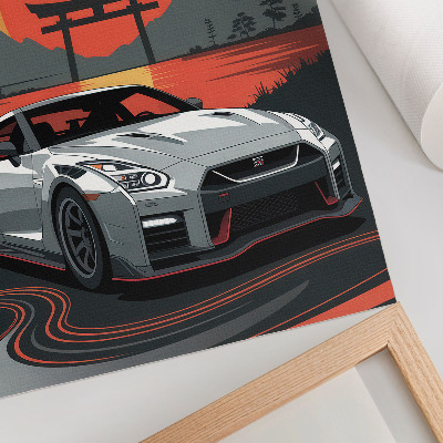 Arte de parede Um carro em uma paisagem japonesa harmoniosa.