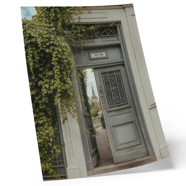 Poster para cozinha caminho misterioso de porta antiga com hera