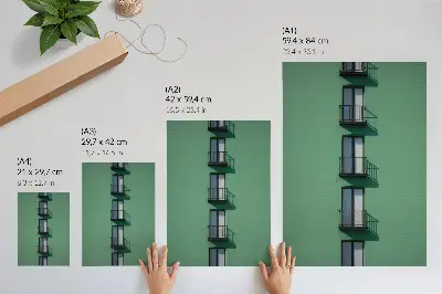 Impressão em tela de fachada moderna com janelas, varandas e sombras