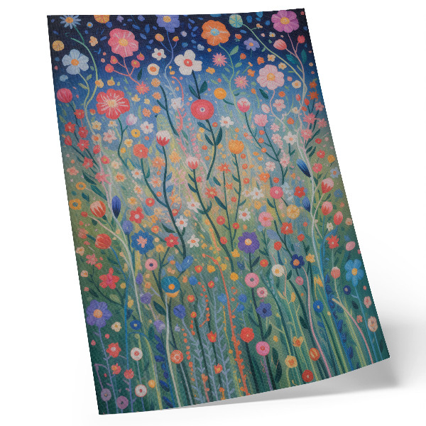 Poster decorativo Lindas flores contra o céu estrelado