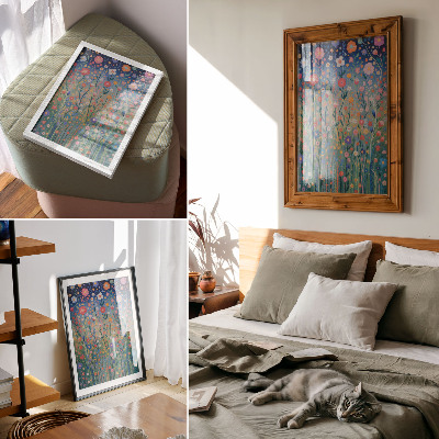 Poster decorativo Lindas flores contra o céu estrelado