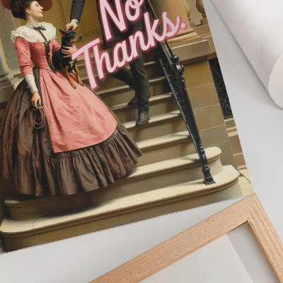 Impressão em tela Trajes históricos, inscrições em tons pastel, modernidade