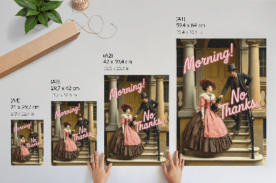 Impressão em tela Trajes históricos, inscrições em tons pastel, modernidade