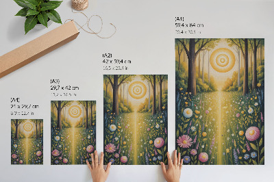 Poster decorativo Caminho na floresta, flores, sol, frescor