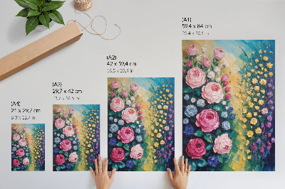 Poster para cozinha Flores, rosas, cores vibrantes, atmosfera abstrata