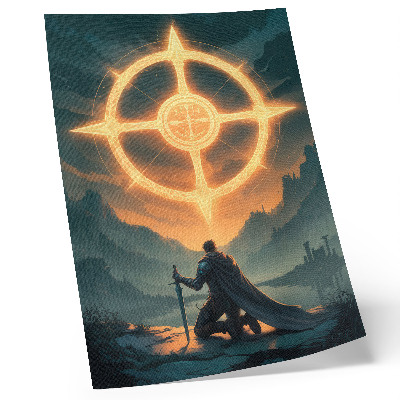 Poster decorativo Paisagem encantadora símbolo mágico cavaleiro