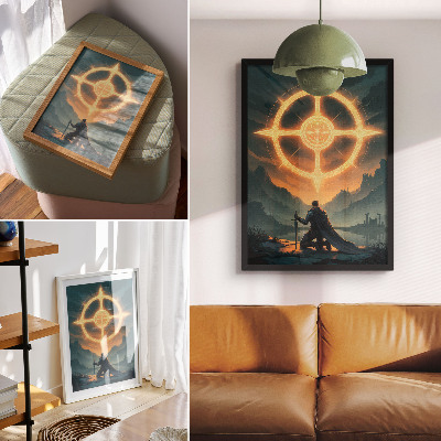 Poster decorativo Paisagem encantadora símbolo mágico cavaleiro