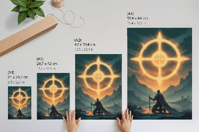 Poster decorativo Paisagem encantadora símbolo mágico cavaleiro