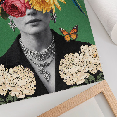 Impressão em tela Flores, pássaros, borboletas, figuras elegantes, surrealismo