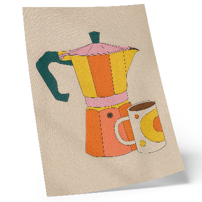 Arte de parede Bule e caneca geométricos, em cores vibrantes e otimistas.