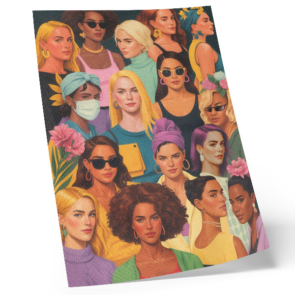 Poster para cozinha Retratos coloridos de mulheres com diversos penteados da moda.