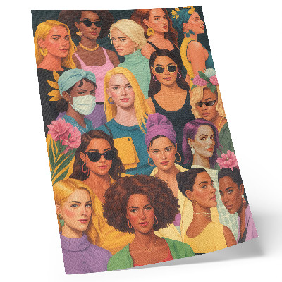 Poster para cozinha Retratos coloridos de mulheres com diversos penteados da moda.