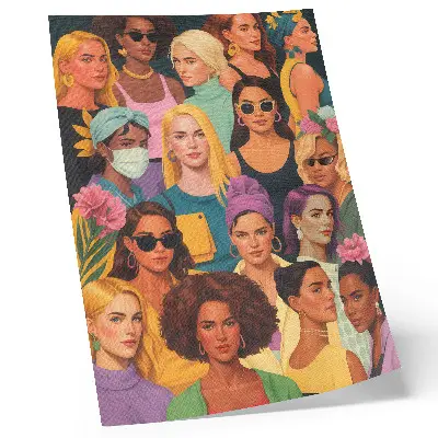 Poster para cozinha retratos coloridos de mulheres com penteados da moda