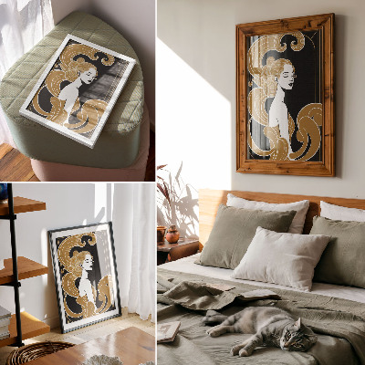 Poster decorativo Mulher elegante com linhas artísticas em contraste