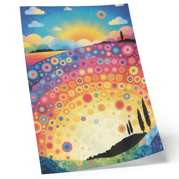 Arte de parede Círculos vibrantes de arco-íris contra o pano de fundo do pôr do sol.