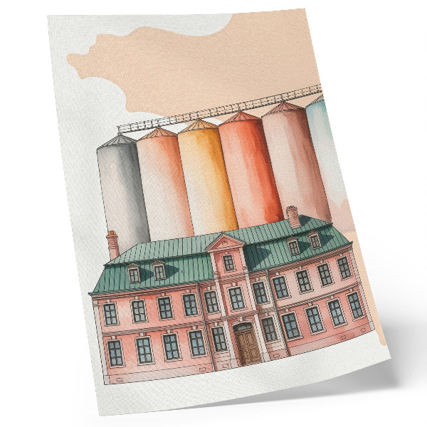Poster decorativo Edifício clássico e silos coloridos