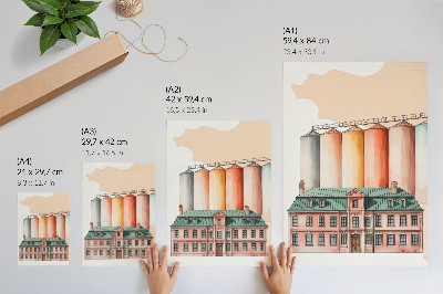 Poster decorativo Edifício clássico e silos coloridos