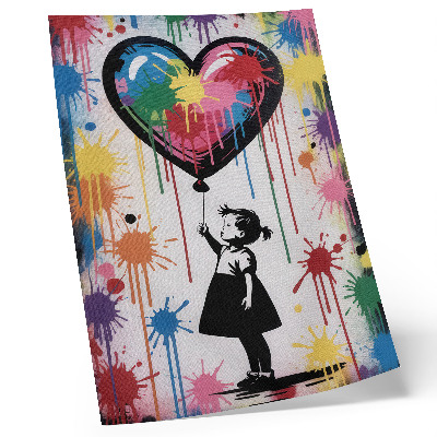 Impressão em tela Figura em preto e branco com um coração de grafite colorido