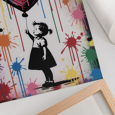 Impressão em tela Figura em preto e branco com um coração de grafite colorido