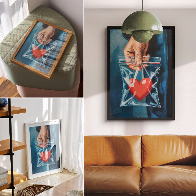 Arte de parede Fortes contrastes de vermelho e azul, estilo moderno