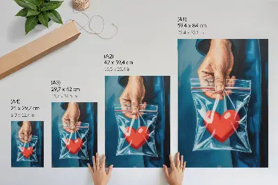 Arte de parede com fortes contrastes de vermelho e azul em estilo moderno