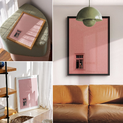 Poster para cozinha Parede rosa com uma figura de janela