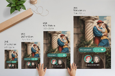 Poster decorativo Cena de amor em atmosfera clássica com arranjo verde
