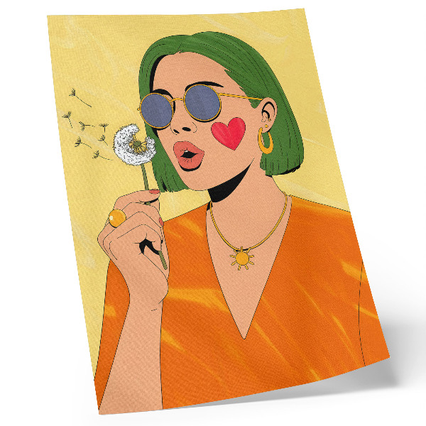 Poster para cozinha Ilustração pop art com cabelo verde