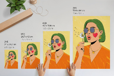 Poster para cozinha Ilustração pop art com cabelo verde